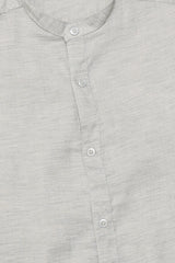 CROWN ELEGANT BAND NECK SHIRT-GREY