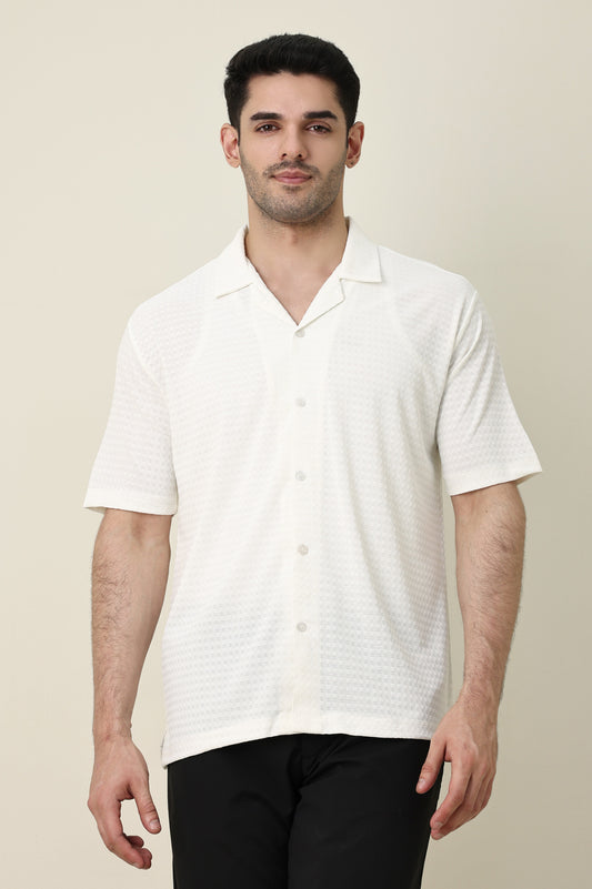 WAFFLE WEAVE SHIRT-OFFWHT