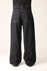 WIDE LEG BAGGY JEANS-BLACK