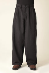DOUBLE PLEAT WIDE TROUSER-BLACK