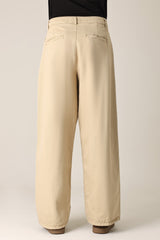 DOUBLE PLEAT WIDE TROUSER-KHAKI