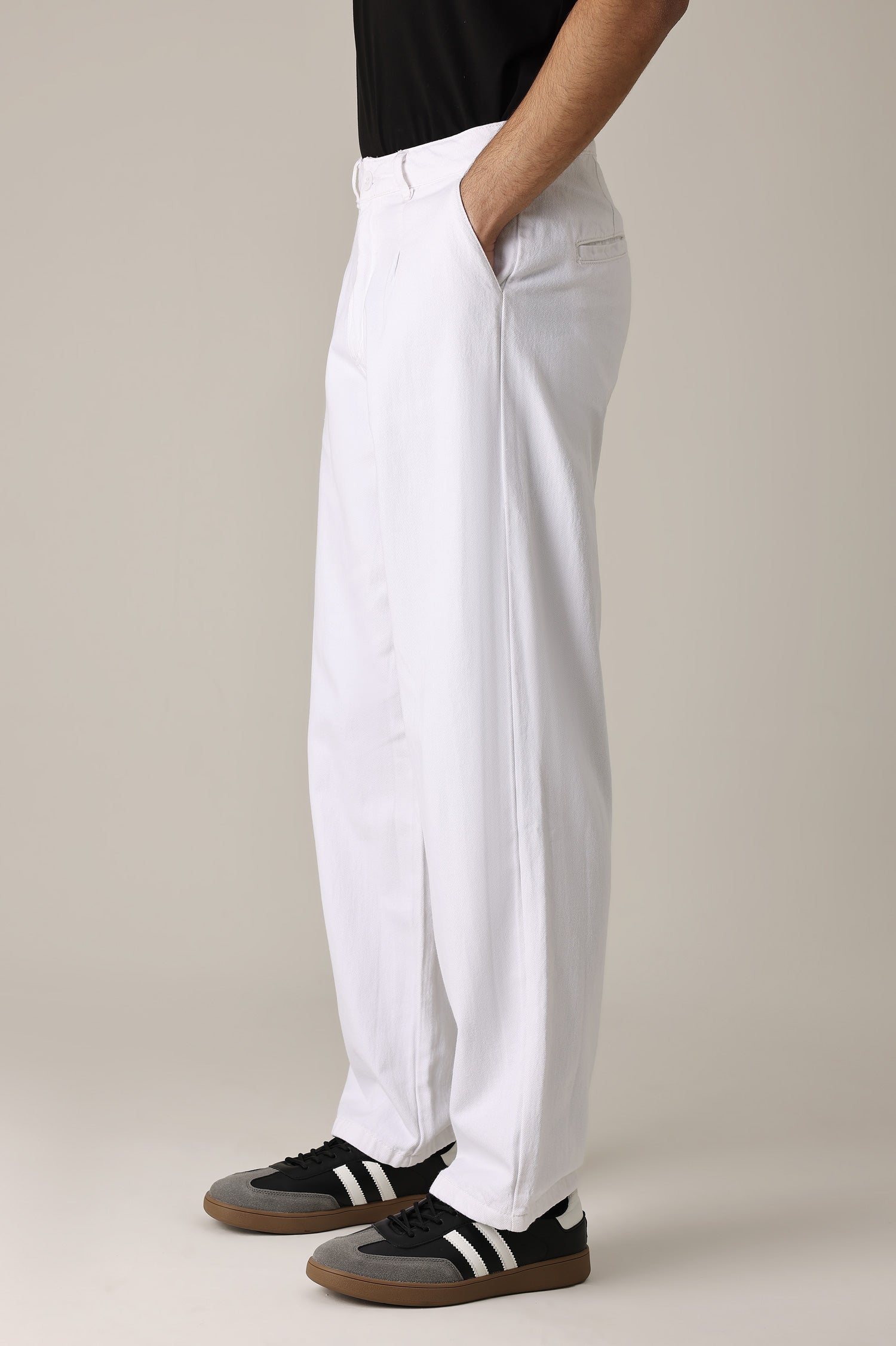 SINGLE PLEAT RELAXED TROUSER-WHITE