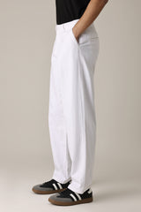 SINGLE PLEAT RELAXED TROUSER-WHITE