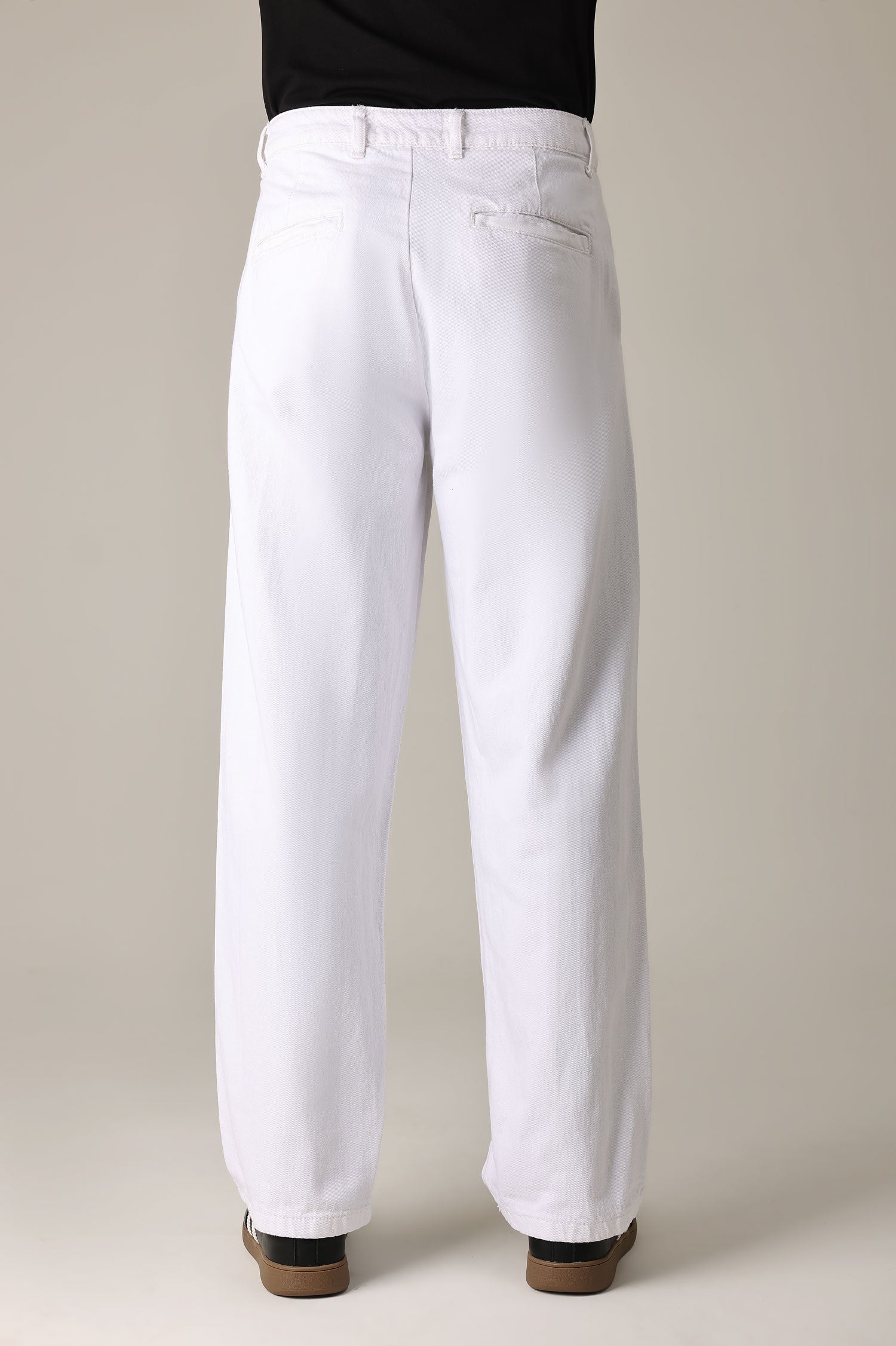 SINGLE PLEAT RELAXED TROUSER-WHITE