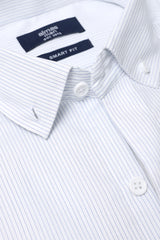 SIGNATURE OXFORD SMART SHIRT-WHT/BLUE-PINSTRIPE