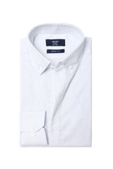 SIGNATURE OXFORD SMART SHIRT-WHT/BLUE-PINSTRIPE