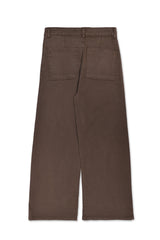 RAW-HEM HIGH-RISE WIDE JEANS-BROWN