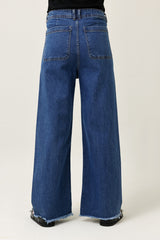 RAW-HEM HIGH-RISE WIDE JEANS-MID-BLUE