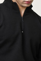 PREMIUM TEXTURED HALF-ZIP SWEATSHIRT-CHARCOAL
