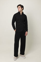 PREMIUM TEXTURED HALF-ZIP SWEATSHIRT-CHARCOAL