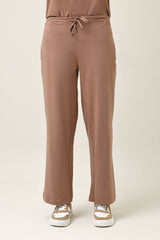 HIGH-STRETCH RELAXED FITNESS TROUSERS-MOCCA