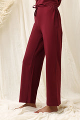 HIGH-STRETCH RELAXED FITNESS TROUSERS-MAROON