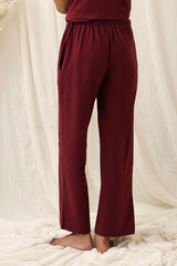 HIGH-STRETCH RELAXED FITNESS TROUSERS-MAROON