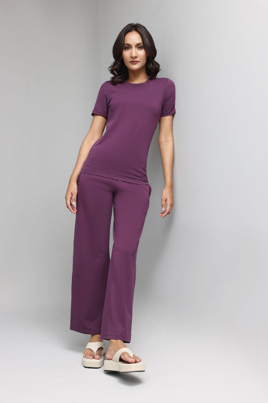 HIGH-STRETCH RELAXED FITNESS TROUSERS-PURPLE
