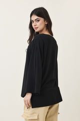 CLOUD CUT SHOULDER TOP-BLACK