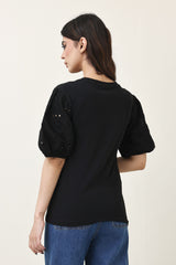 LACE WHISPER TOP-BLACK