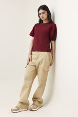 LACE WHISPER TOP-MAROON