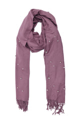 SILKEN CRYSTAL STUD SCARF-DK/PINK