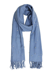 SILKEN CRYSTAL STUD SCARF-BLUE