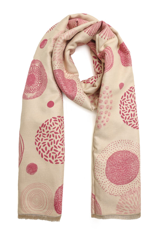 SPHERE RHYTHM SCARF-BEIGE/PINK