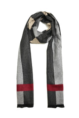 CROSSBAND WOVEN SCARF-BLACK/GREY