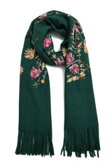 FIONA EMBROIDERED SHAWL-GREEN