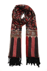 FLORAL MEDALLION SHAWL-MAROON