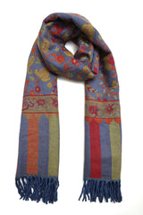 FLORAL MEDALLION SHAWL-BLUE
