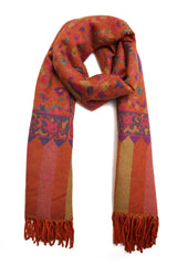 FLORAL MEDALLION SHAWL-ORANGE