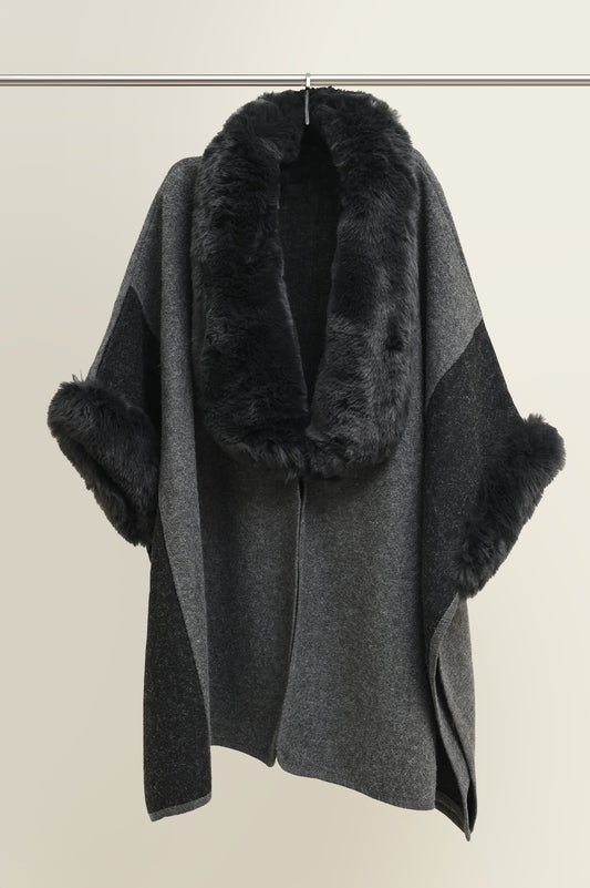 WINTER FAUX FUR WRAP-DK/GREY