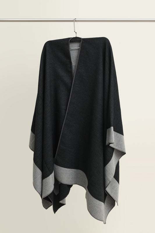 WOMEN CASUAL ASYMMETRICALCAPE-DK/GREY