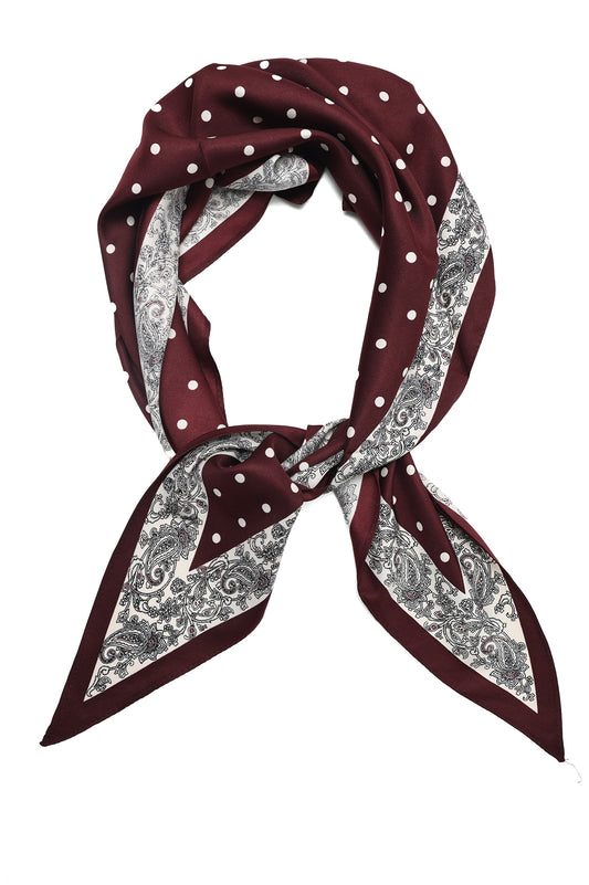 DOT CREST SILKY SCARF-MAROON