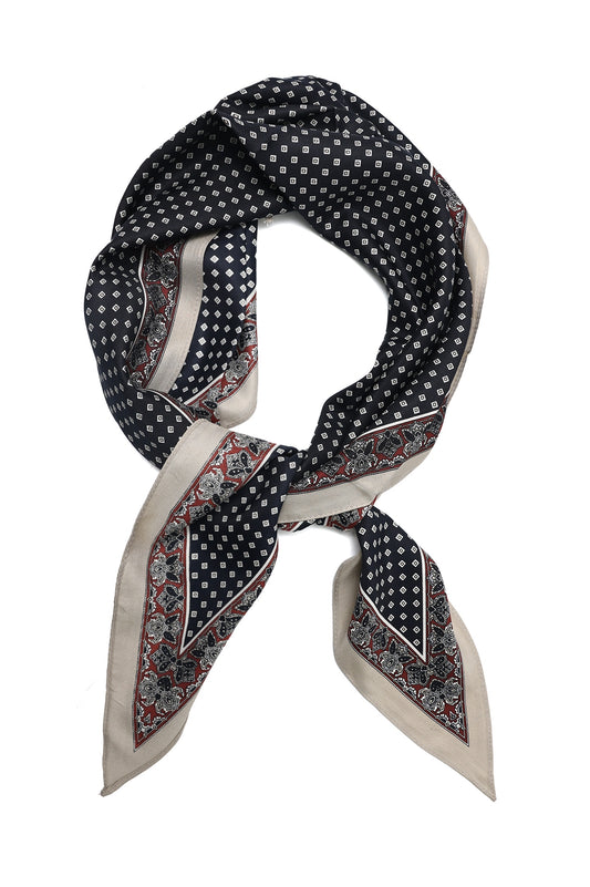 SIGNET PATTERN SCARF-WHT/BLK