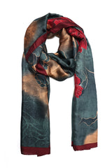 MAJESTIC MEADOW SCARF-DK/TEAL