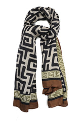 MAZE ART STOLE-WHT/MUSTARD