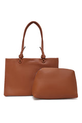 TWIN KNOT DUO HAND BAG-BROWN