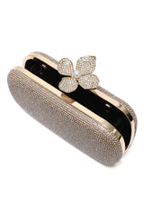 LOTUS CLASP RHINESTONE CLUTCH-GOLD