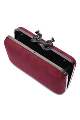 ORNATE BOW SHOULDER CLUTCH-PURPLE