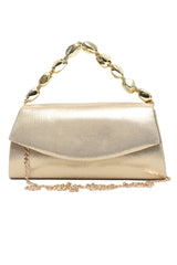 GEM HANDLE SATIN CLUTCH-GOLD