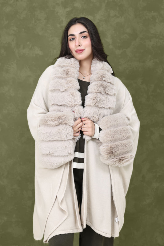 EMINENCE PLUSH FUR CAPE-BEIGE