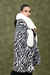GLAMOUROUS GLOW FUR CAPE-ZEBRA