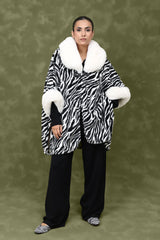 GLAMOUROUS GLOW FUR CAPE-ZEBRA