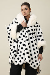 GLAMOUROUS GLOW FUR CAPE-WHITE/DOT