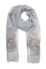 FLORAL LACE DRAPE-GREY