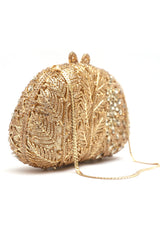 D SHAPE CRYSTAL CLUTCH-GOLD