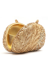 D SHAPE CRYSTAL CLUTCH-GOLD