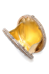 ROUND CRYSTAL EMBELLISHED STATEMENT CLUTCH-SILV-GOLD