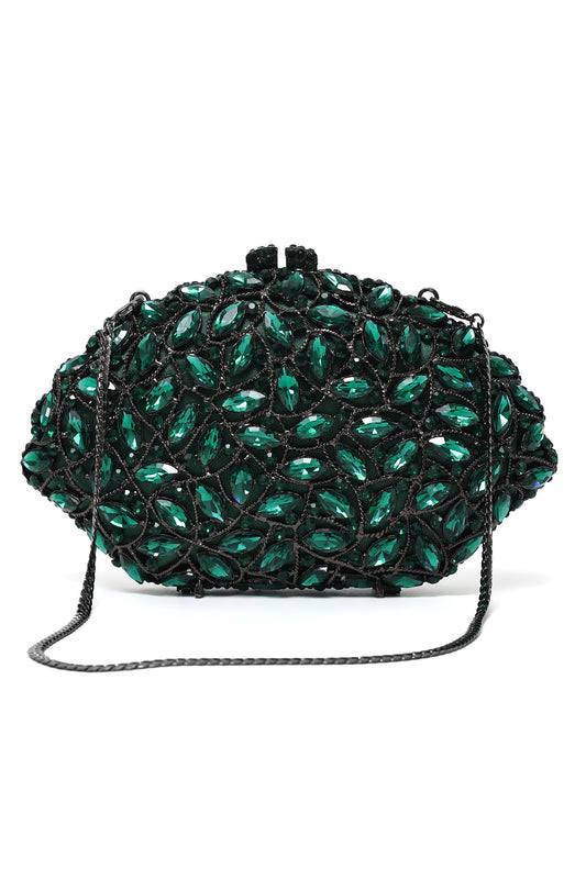 MONARCHA JEWEL CASCADE CLUTCH-GREEN
