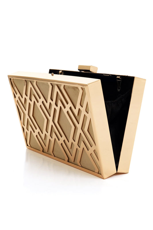 METAL CUTWORK CLUTCH-GOLD