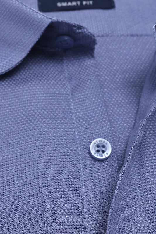 MICRO PATTERN OFFICE SHIRT-BLUE